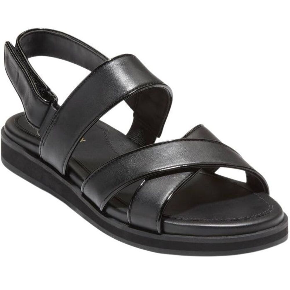 Cole Haan Black Leather Crisscross Slingback Sandals